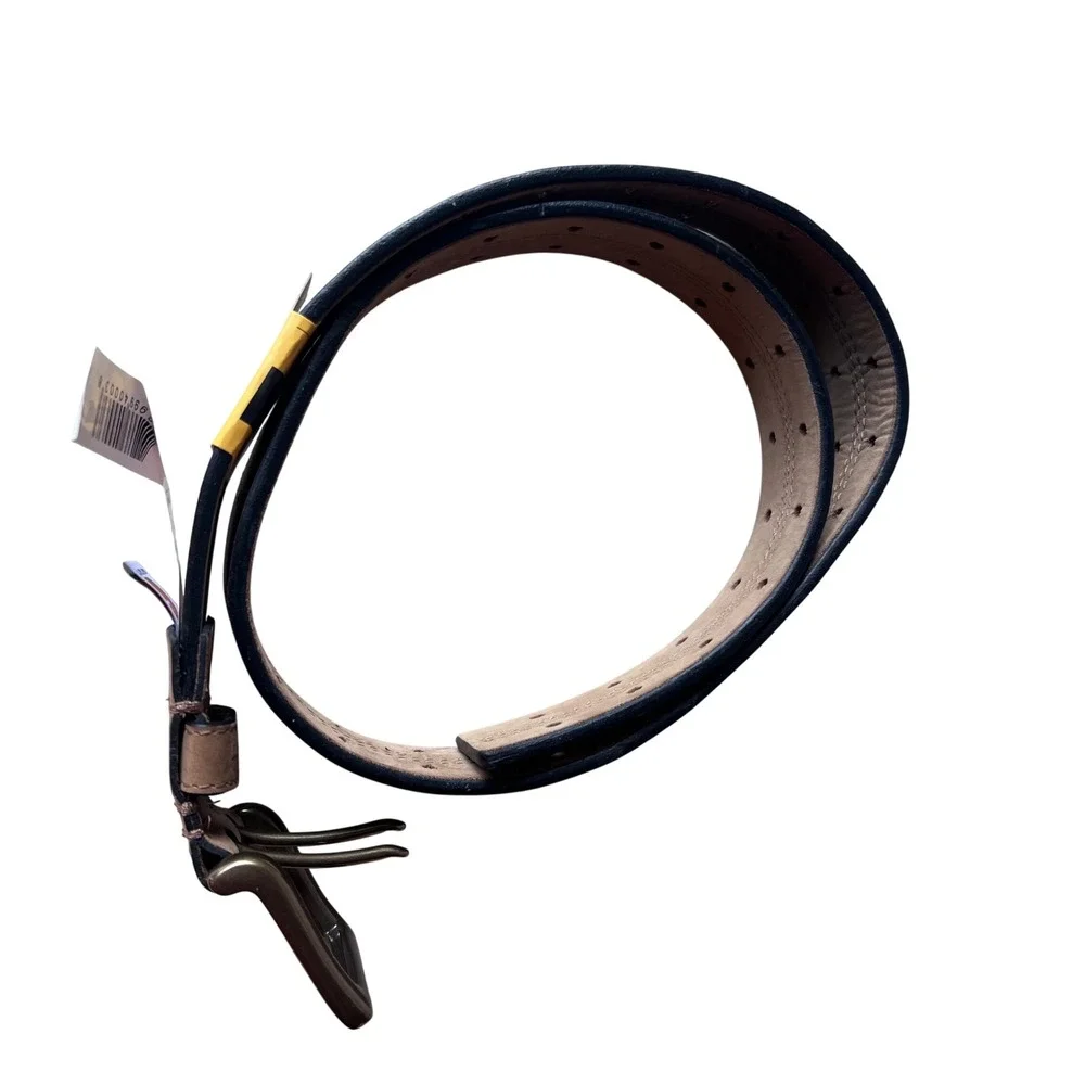 Carhartt Mens Brown Saddle Leather Double-Prong Perforated Belt Size 34 NEW